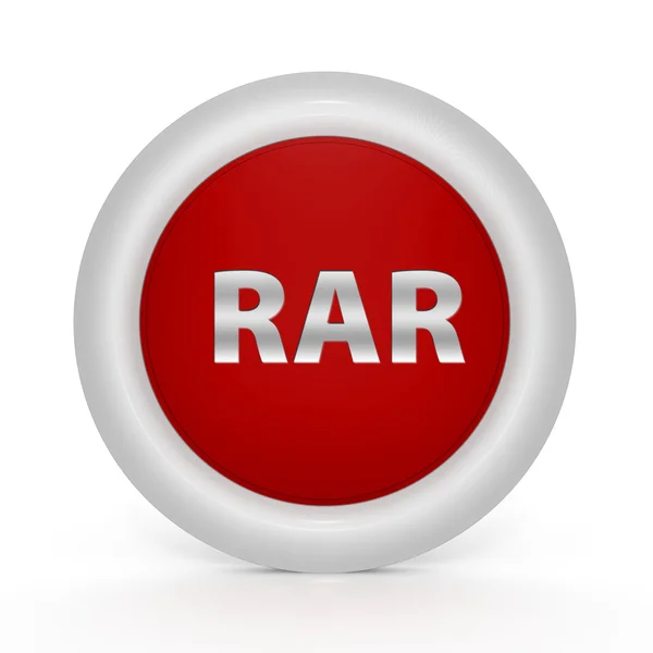 Rar kreisförmiges Symbol auf weißem Hintergrund — Stockfoto