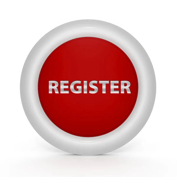 Register circular button on white background — Stock Photo, Image