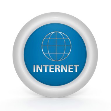 Beyaz arka plan üzerinde inernet dairesel simgesi