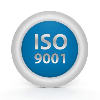 Beyaz arka plan üzerinde ISO 9001 dairesel simgesi