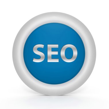 Beyaz arka plan üzerinde SEO dairesel simgesi