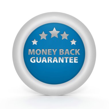 Para geri garantisi beyaz arkaplan üzerinde dairesel simge