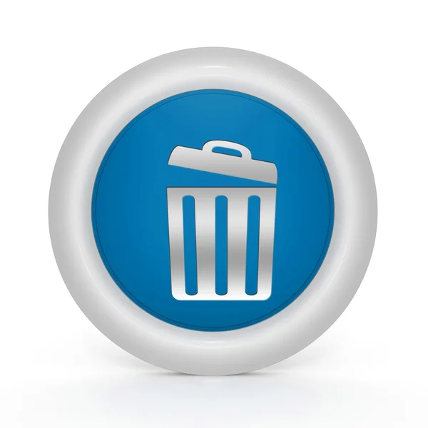 Lata de lixo ícone circular no fundo branco — Fotografia de Stock