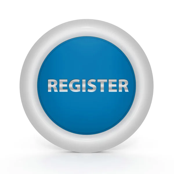 Register circular button on white background — Stock Photo, Image