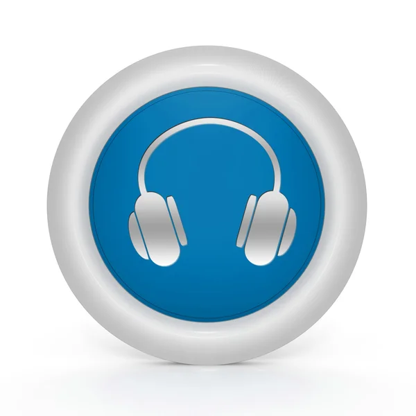 Headset ícone circular no fundo branco — Fotografia de Stock