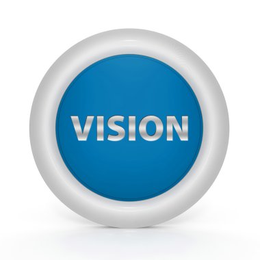 Beyaz arka plan üzerinde vizyon dairesel simgesi