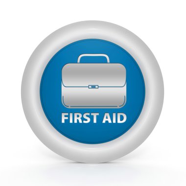 İlk yardım dairesel simgesi beyaz arka plan üzerinde