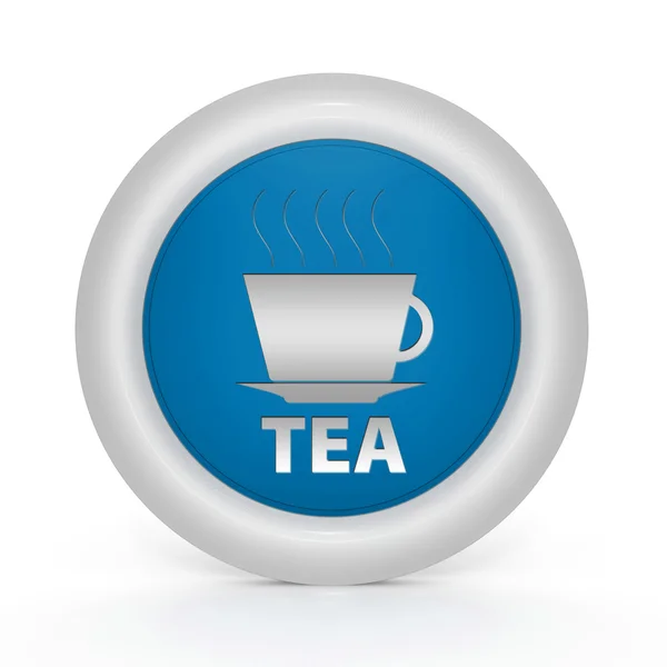 Kulatá ikona čaj na bílém pozadí — Stock fotografie