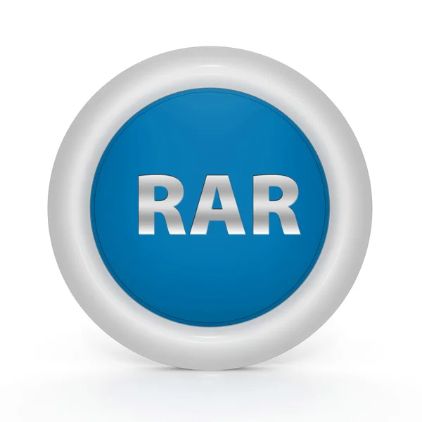 Rar kreisförmiges Symbol auf weißem Hintergrund — Stockfoto