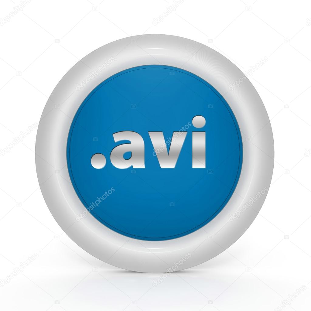 .avi circular icon on white background