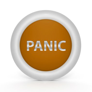 beyaz zemin üzerine panik dairesel simgesi