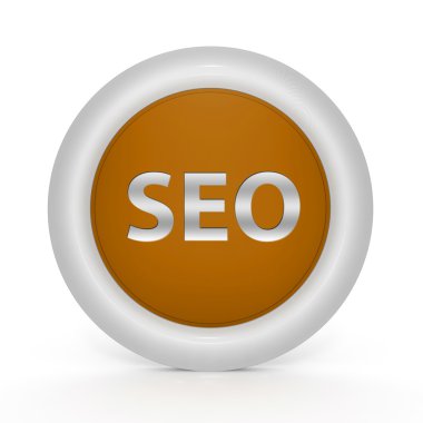 Beyaz arka plan üzerinde SEO dairesel simgesi