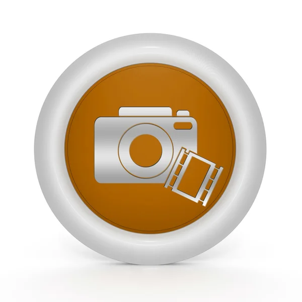 Круглая иконка камеры на белом фоне — стоковое фото