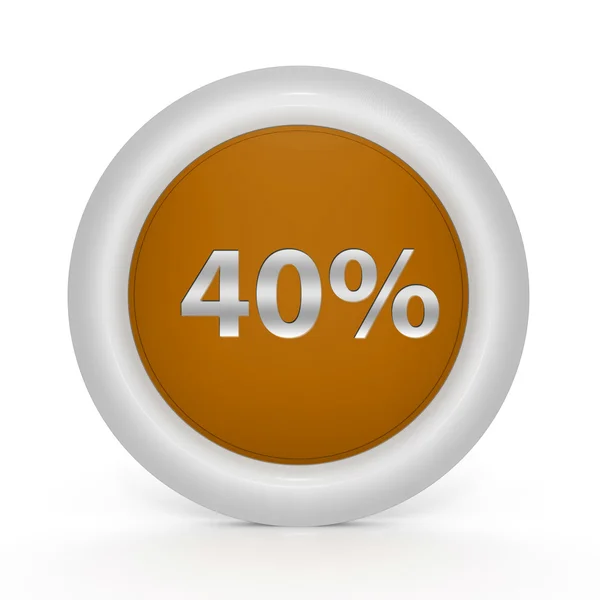 Czterdzieści procent okrągła ikona na białym tle — Zdjęcie stockowe