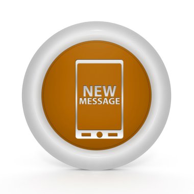 Beyaz arka plan üzerinde yeni ileti dairesel simgesi