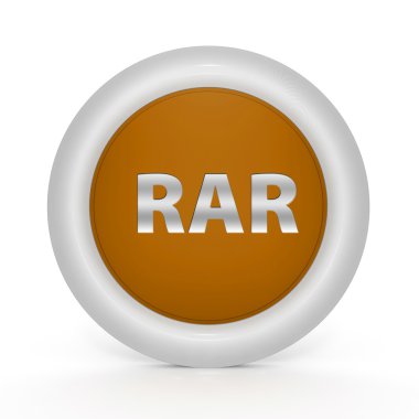 Beyaz arka plan üzerinde rar dairesel simgesi