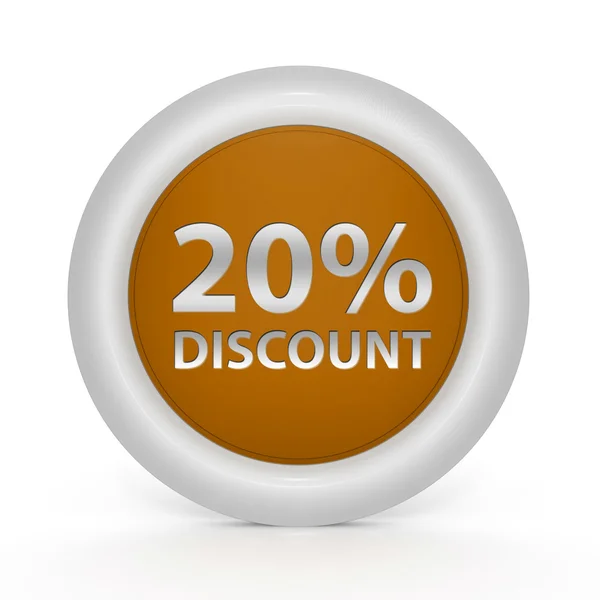 Discount twenty percent circular icon on white background — Stock Photo, Image