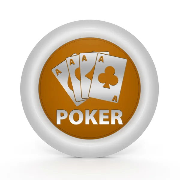 Beyaz arka plan üzerinde Poker dairesel simgesi — Stok fotoğraf