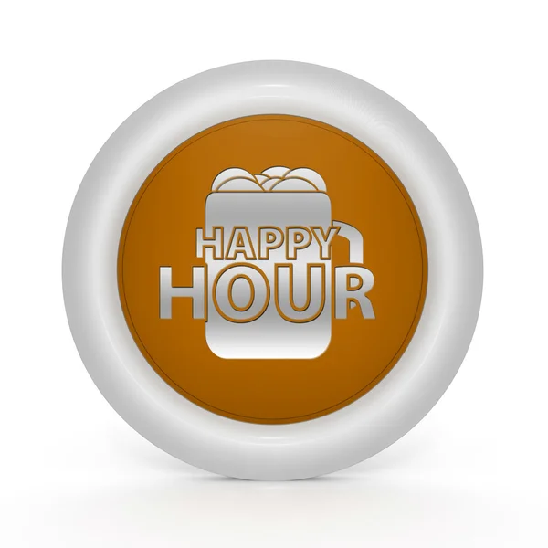 Happy Hour rundes Symbol auf weißem Hintergrund — Stockfoto