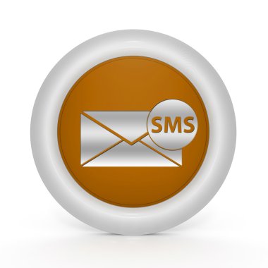 SMS dairesel simgesi beyaz zemin üzerine