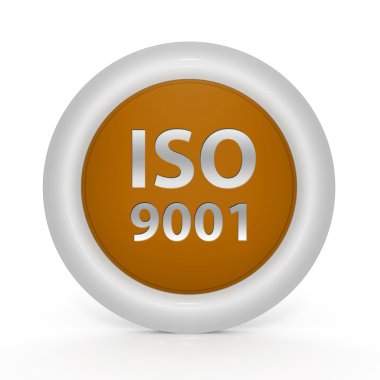 Beyaz arka plan üzerinde ISO 9001 dairesel simgesi