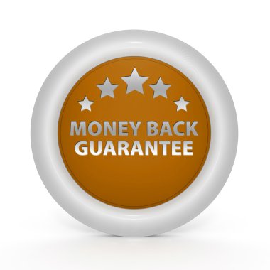 Para geri garantisi beyaz arkaplan üzerinde dairesel simge