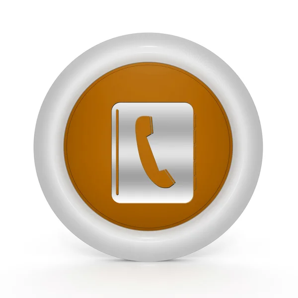 Kulatá ikona telefonního seznamu na bílém pozadí — Stock fotografie