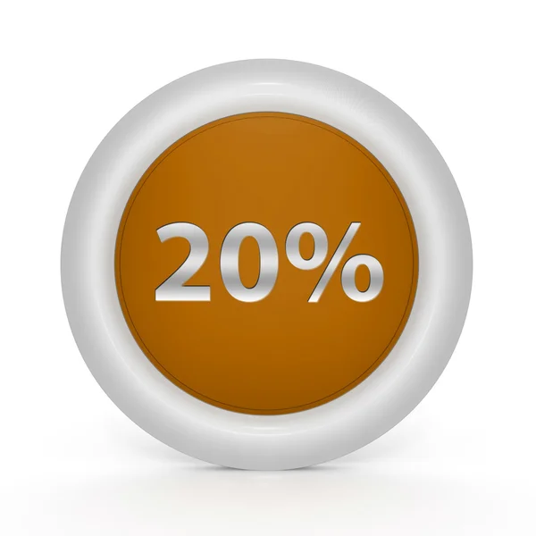 Круговая иконка 20% на белом фоне — стоковое фото