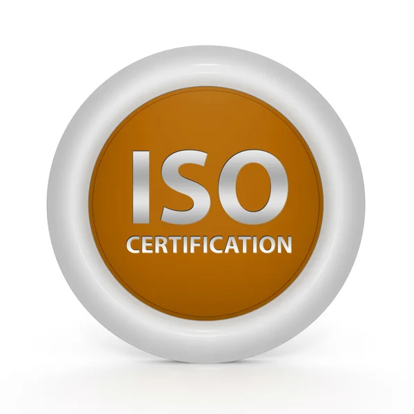 Iso-Zertifizierung kreisförmiges Symbol auf weißem Hintergrund — Stockfoto