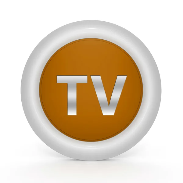 Круговая иконка телевизора на белом фоне — стоковое фото