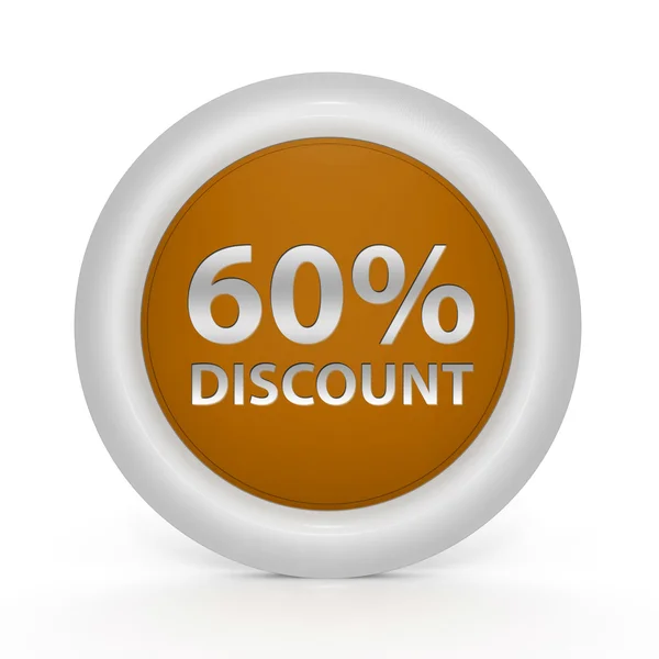 Discount sixty percent circular icon on white background — Stock Photo, Image