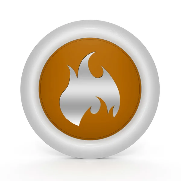 Kulatá ikona oheň na bílém pozadí — Stock fotografie