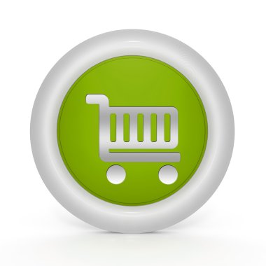 alışveriş sepeti dairesel simgesi beyaz zemin üzerine