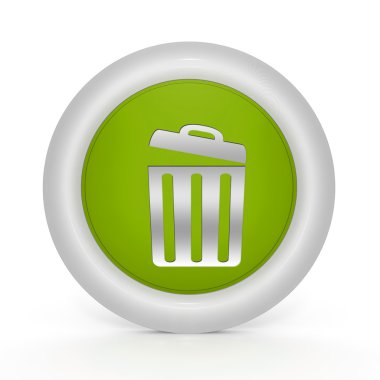 beyaz zemin üzerinde dairesel simgesini çöp kutusu