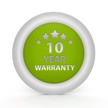 On yıl garanti dairesel simgesi beyaz arka plan üzerinde