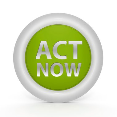 Şimdi dairesel simgesi beyaz arka plan üzerinde hareket