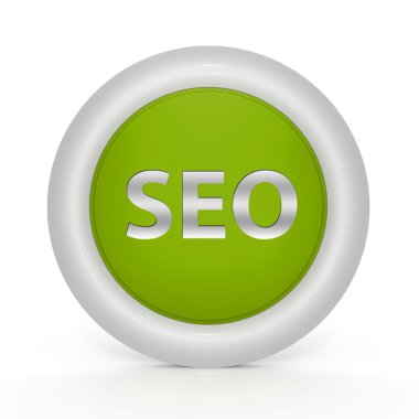 Beyaz arka plan üzerinde SEO dairesel simgesi