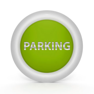 Dairesel simgesi beyaz arka plan üzerinde otopark