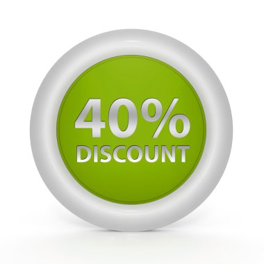 Yüzde kırk dairesel simgesi beyaz arka plan üzerinde indirim