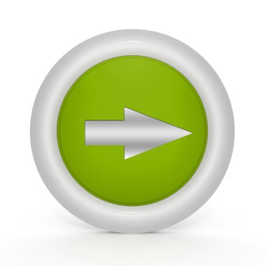 Beyaz arka plan üzerinde sağ ok dairesel simgesi