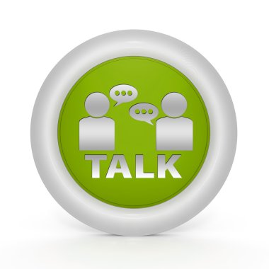 Dairesel simgesi beyaz arka plan üzerinde konuşmak