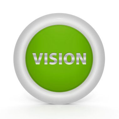 Beyaz arka plan üzerinde vizyon dairesel simgesi