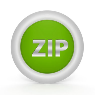 Beyaz arka plan üzerinde ZIP dairesel simgesi