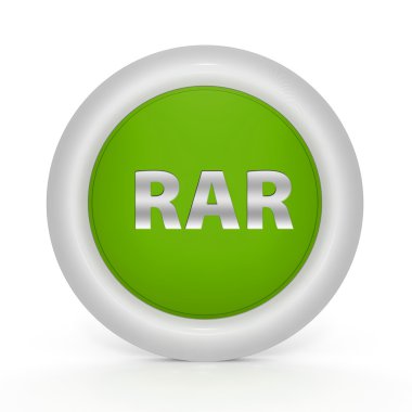 Beyaz arka plan üzerinde rar dairesel simgesi