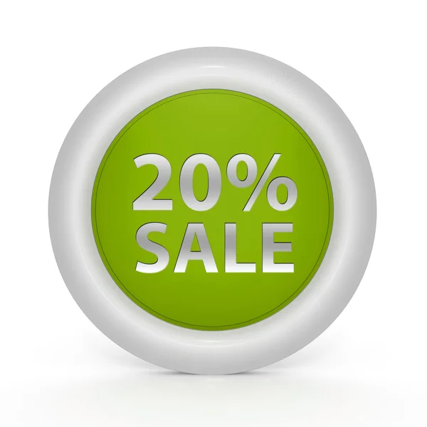 Sale twenty percent circular icon on white background — Stock Photo, Image