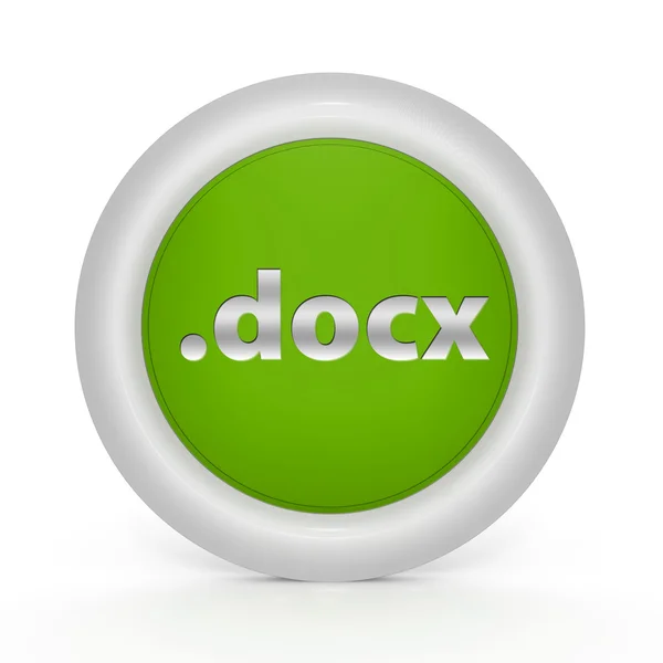 .docx kreisförmiges Symbol auf weißem Hintergrund — Stockfoto