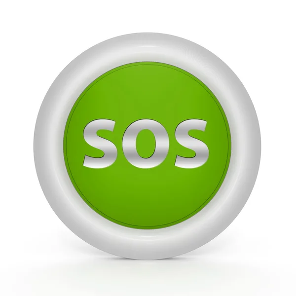 Kulatá ikona SOS na bílém pozadí — Stock fotografie