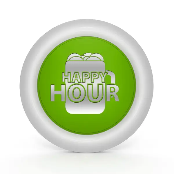 Happy hour circulaire pictogram op witte achtergrond — Stockfoto