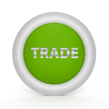 Beyaz arka plan üzerinde dairesel simge ticaret