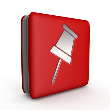 Çengelli iğne kare simgesi beyaz arka plan üzerinde